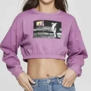 MTV Purple Graphic Crop Top